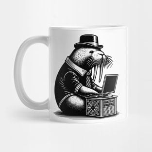 Punk Rock Goth Walrus on Computer Vintage Style Mug